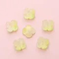 Translucent yellow-green gradient glass flower beads for handmade jewelry DIY - 12mm (10pcs/pack) / Fresh Green
