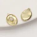 Goldener ovaler Anhänger mit Tulpenrelief und opalfarbenem Tropfen für DIY-Schmuck - Tulpen Anhänger (Goldfarbe Weißes Glas)