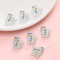 Light blue glass Christmas tree bead with colorful dots for DIY jewelry making - 15x16mm (1 Piece/Pack) / Blue