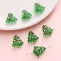 Green glass Christmas tree beads with colorful hand-painted dots for DIY bracelets - 15x16mm (1 Piece/Pack) / Green