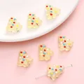 Translucent yellow Christmas tree glass bead with colorful dots for DIY jewelry - 15x16mm (1 Piece/Pack) / Beige