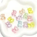 Bunte Acryl-Bärenperlen in einer weißen Schale für die DIY-Schmuckherstellung - Teddybär (Transparent Glatte Perle) / 20 Stück/Packung (2mm Loch)