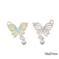 Silver and enamel butterfly charm set for DIY jewelry making in size 19x27mm - Round Bead Butterfly Yellow Blue
