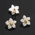 Pearlescent white resin flower pendant with gold core bead for DIY jewelry making - Bauhinia Style (BSB115) / 5 Pieces/Pack (Approx. 3.5mm)