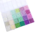 24-kleuren glazen kralen set in transparante doos voor DIY sieraden maken en hobby - Wit Groen Paars Mix
