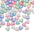 Mixed macaron heart shaped faux pearl beads with hole for DIY jewelry making - Heart Shape Mixed Colors