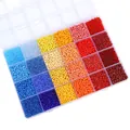 24-vaks opbergdoos met kleurrijke glazen kralen voor het maken van DIY-sieraden - Rood Geel Blauw Mix
