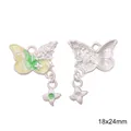 Silver alloy butterfly pendant with yellow green enamel finish and star drop, 18x24mm - Hydrangea Butterfly Yellow Green