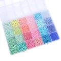 24-vaks set met zaadkralen voor doe-het-zelf sieraden in diverse levendige kleuren - Groen Roze Blauw Mix