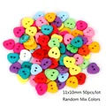 50pcs heart shaped multi-color 2-hole plastic buttons for DIY crafts 11x10mm - Small Heart Shape Double Hole / 11x10mm (50 Pieces/Pack) / Random Mixed Colors