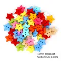 Colorful 16mm star-shaped plastic buttons in random mixed colors with two sewing holes - Five-Pointed Star Double Hole / 16mm (50 Pieces/Pack) / Random Mixed Colors