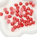 Red heart-shaped acrylic resin bear noses for DIY plush toys with flat back design - 10x11mm / Red