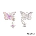 Pendentif papillon dégradé rose et violet en argent mat avec détail d'étoile - Papillon Hortensia Rose Violet