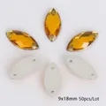 Amberkleurige acryl naaistenen paardenoogvorm 9x18mm voor DIY kleding 50st - 9x18mm (50 Stuks/Verpakking) / Goudgeel