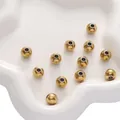 Goldene runde Edelstahl-Perlen mit Mittelloch für die DIY-Schmuckherstellung - Ca. 10mm (10 Stk./Packung) / Gold