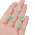 Set of four light green gradient resin lotus charms for DIY jewelry making and bracelets - No.6 Lotus (Vertical Holes)