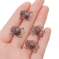 Translucent brown resin lotus flower charms for DIY jewelry making in a set of four - No.7 Lotus (Vertical Holes)