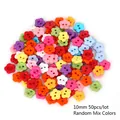 Pack of 50 mixed color flower shaped 10mm plastic buttons for DIY sewing crafts - Small Five-Petal Flower Double Hole / 10mm (50 Pieces/Pack) / Random Mixed Colors
