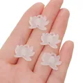 Set of four white resin lotus charms with pre-drilled holes for DIY jewelry making - No.8 Lotus (Vertical Holes)