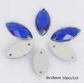 Donkerblauwe naai-strass-steentjes in paardenoogvorm, 9x18mm dubbele gaten, 50st - 9x18mm (50 Stuks/Verpakking) / Blauw