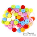 Pack of 50 pieces 13mm flower shaped colorful plastic buttons for DIY sewing crafts - Flower Shape Double Hole / 13mm (50 Pieces/Pack) / Random Mixed Colors
