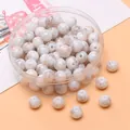 8mm weiße und braune Marmormuster Glasperlen für DIY Schmuckherstellung und Armbänder - 30er Pack / Grauaprikose