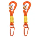 Set of two orange braided nylon paracord keychains with matching orange alloy carabiner hooks - Two-Piece Set / Orange Red