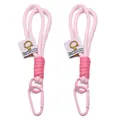 Pink woven nylon keychain with alloy carabiner and inspirational fabric tag 2-pack - Two-Piece Set / Pink