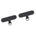 Set of two black Oxford cloth phone lanyard pads with gunmetal D-rings for DIY attachments - Approx 6x2.8cm / Black (1 Piece/Pack)