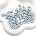 Lichtblauwe acryl kralen in koffieboonvorm met gouden glitters voor doe-het-zelf sieraden - 8x10mm (Gat van ca. 1mm) 20 stuks/verpakking / Blauw