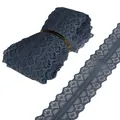 Exclusieve marineblauwe niet-rekbare bloemen kantafwerking voor DIY kleding en naaiwerk - 28mm Breedte (5 Yards/Verpakking) / donkergrijs
