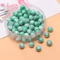 8mm weiß-grün marmorierte Glasperlen für DIY-Armbänder und Schmuckherstellung - 30er Pack / Grün