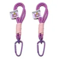 Set of two purple nylon braided rope keychains with pink wrap and matching D-rings - Two-Piece Set / Purple