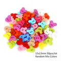 50 pieces of 15x13mm mixed color Mickey-shaped plastic two-hole buttons for DIY - Cartoon Bear Head Double Hole / 15x13mm (50 Pieces/Pack) / Random Mixed Colors