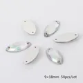 Opnaaibare 9x18mm AB kristal marquise strass met dubbele gaten voor DIY kleding decoratie - 9x18mm (50 Stuks/Verpakking) / AB Wit