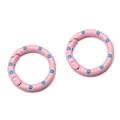 Pink and blue polka dot 25mm alloy spring ring buckles for DIY jewelry and keychains - Medium / Pink