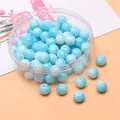 Blau-weiß marmorierte 8mm Glasperlen für DIY Schmuckherstellung in runder Box - 30er Pack / Blau