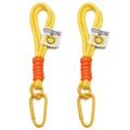Yellow nylon braided keychain with mountain rope style and metal mountaineering buckle - Two-Piece Set / Yellow
