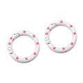 25mm white and pink polka dot alloy spring ring buckle for DIY keychain craft - Medium / White