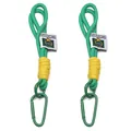 Green and yellow braided nylon paracord keychain with a matching green metal carabiner - Two-Piece Set / Green