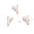 Golden alloy bead with letter Y design and white enamel finish for DIY jewelry crafting - Letter Y / 5 Pieces / White