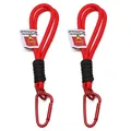 Red nylon woven keychain with alloy D-ring buckle and motivational fabric label tag - Two-Piece Set / Red