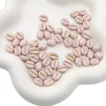 Roze en paarse koffieboon acrylkralen met gouden lijnen voor DIY sieraden maken - 8x10mm (Gat van ca. 1mm) 20 stuks/verpakking / Lichtroze