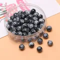 Runde 8mm DIY Perlen mit schwarzer Marmortextur und Schneeflockenmuster in Box - 30er Pack / Schwarz