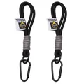 Set of two black and grey braided nylon keychains with metal spring snap hooks - Two-Piece Set / Black