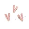 Pink enamel letter V charm bead in gold alloy finish for DIY jewelry and bracelets - Letter V
