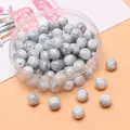 8mm weiße Glasperlen mit Marmortexter und grauen Adern für DIY-Schmuckherstellung - 30er Pack / Grau