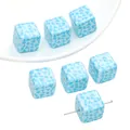 Perline quadrate in acrilico blu cielo con motivo mucca blu scuro per creazione gioielli - Quadrato Stampa Mucca Blu (2 Pezzi/Confezione)