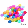 Mix of 12mm colorful transparent round resin buttons with double holes for DIY sewing - Round Bottom Perforated / 12mm x Thickness 5.2mm (50 Pieces/Pack) / Random Mixed Colors