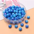 8mm blau-violette Marmor-Glasperlen in rundem Behälter für DIY-Schmuckherstellung - 30er Pack / Denim-Blau
